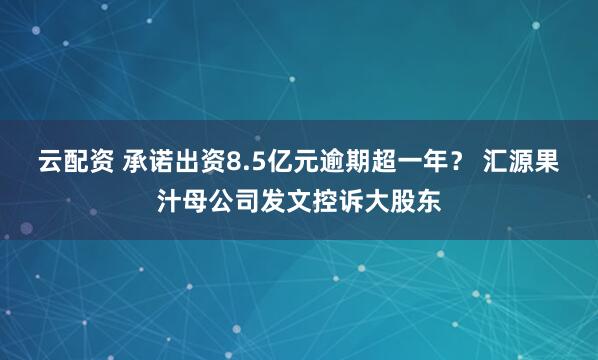 云配资 承诺出资8.5亿元逾期超一年？ 汇源果汁母公司发文控诉大股东